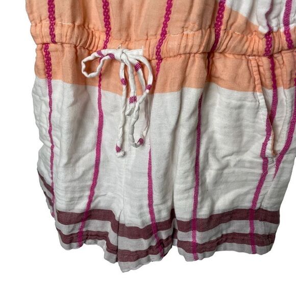 Lou & Grey Ann Taylor Loft Ivory Orange Striped Print Romper - Picture 5 of 9